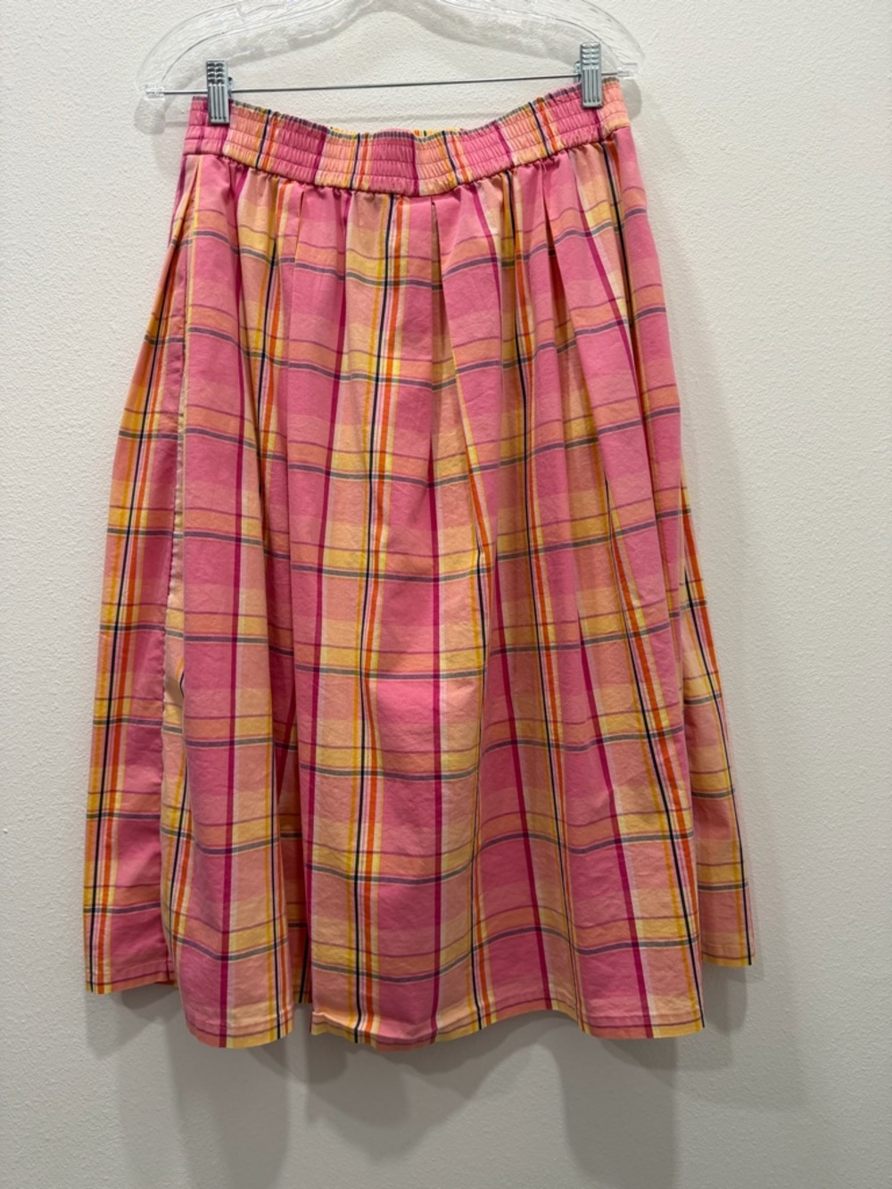 a.n.a A Plaid Midi Skirt Size 8 100% Cotton with Pockets - Picture 6 of 7
